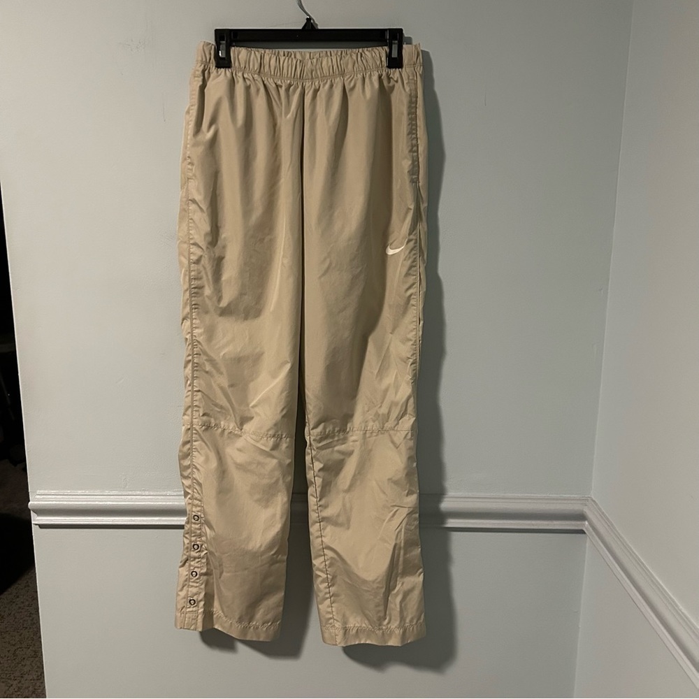 Nike Golf Beige Windbreaker Pants with Snaps Size Medium